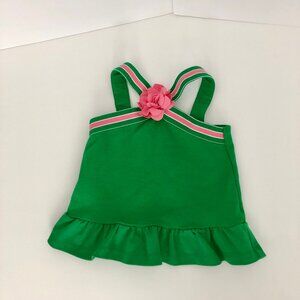 Janie and Jack Girls green halter peplum top pink flower